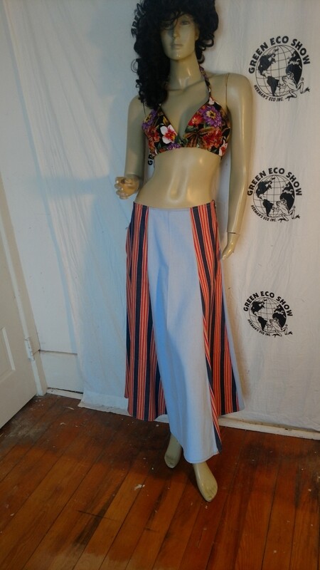 Denim patchwork skirt w 30 med Hermans USA