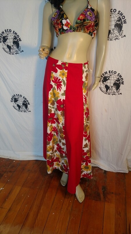 Red long Patchwork festival Skirt Hermans USA M