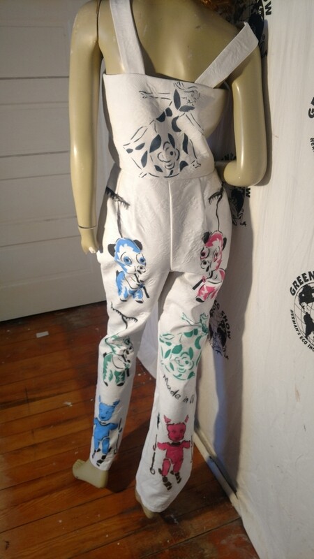 Womens overalls airbrushed Hermans M pandas pigs pixie