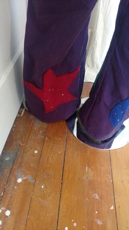 High waisted applique bells pants rhinestones Hermans