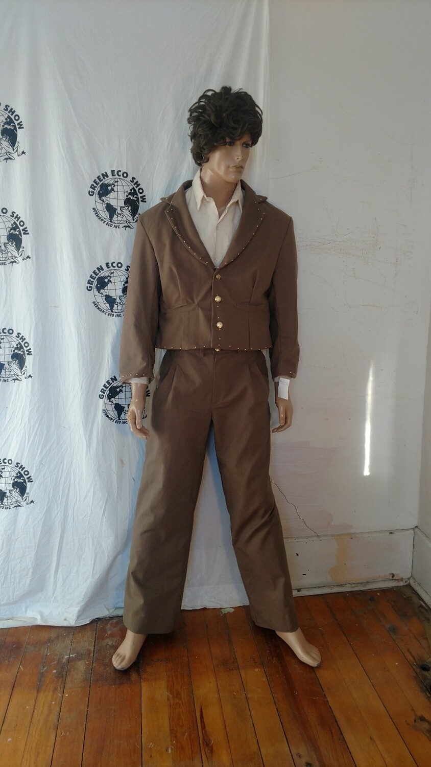 Mens suit short jacket 44 with metal trim pleated pants