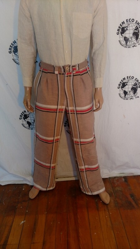 Mens Plaid bedspread pants repurposed 34 X 32