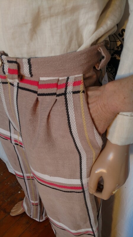 Mens Plaid bedspread pants repurposed 34 X 32
