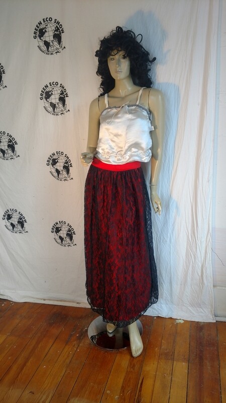 Black lace orange Maxi Skirt 30 Hermans