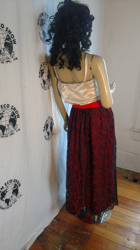 Black lace orange Maxi Skirt 30 Hermans