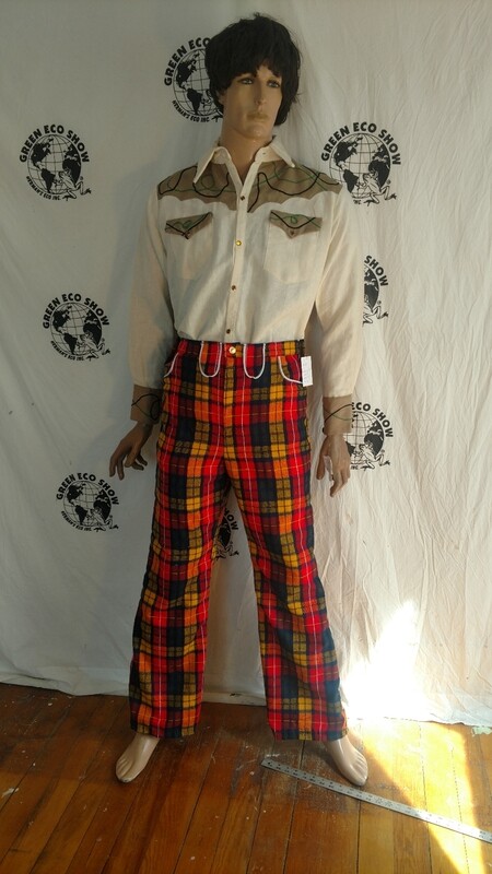 Mens plaid western bells pants 35 Hermans Eco