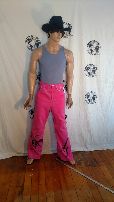 Mens pink western pants 35 bells graphics