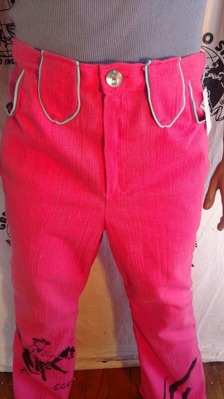 Mens pink western pants 35 bells graphics