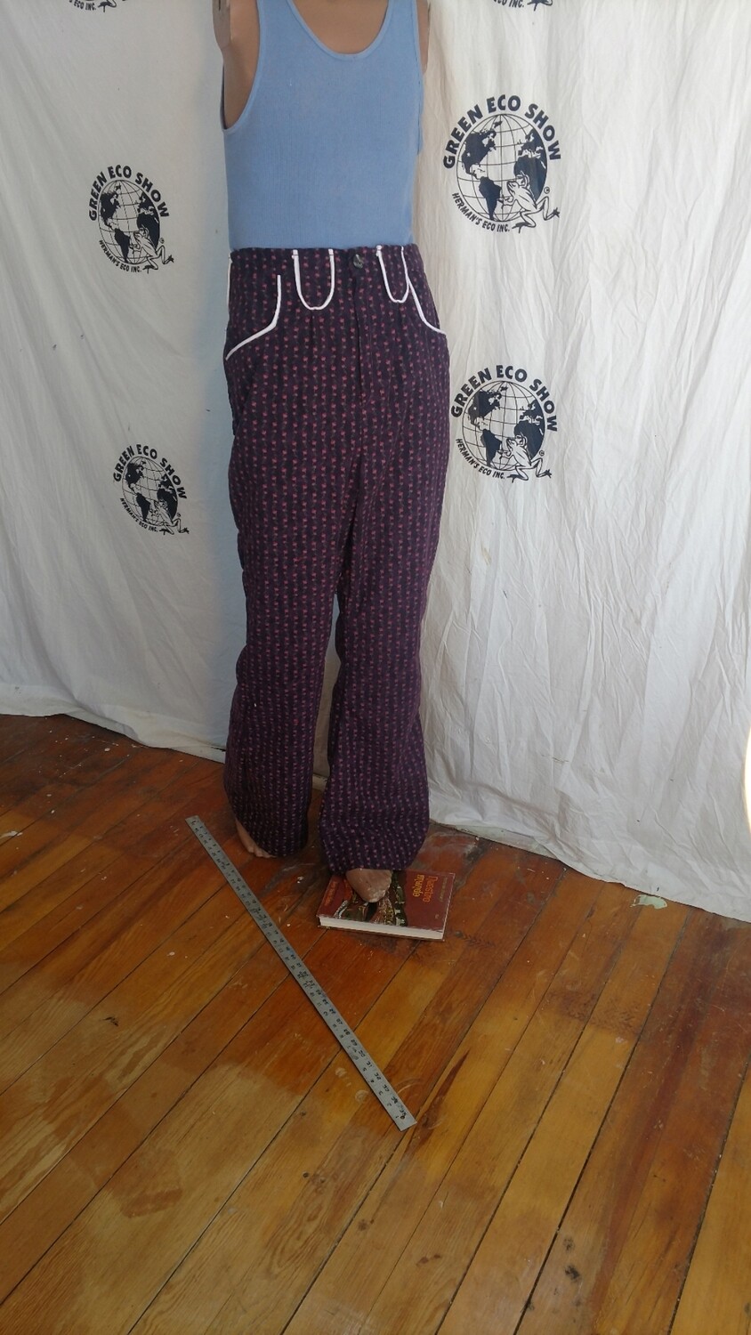 Mens purple western pants piped Hermans