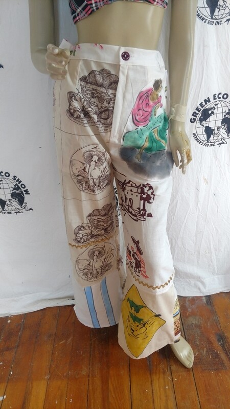 Womens highwaisted patchwork pants 30 x 30 Hermans USA