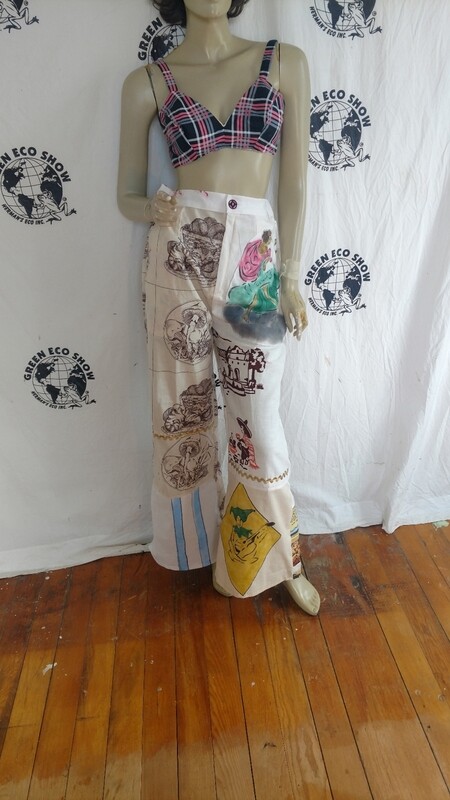 Womens highwaisted patchwork pants 30 x 30 Hermans USA