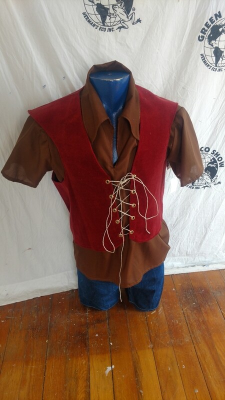 Renaissance vest Large noknap corduroy lace up  Hermans