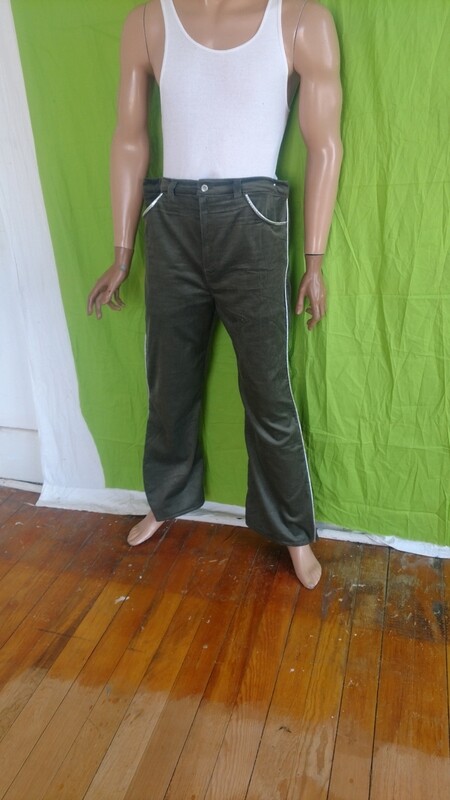 Mens corduroy silver trim pants 38 high waist bells USA