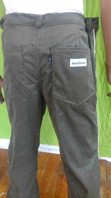 Mens corduroy silver trim pants 38 high waist bells USA