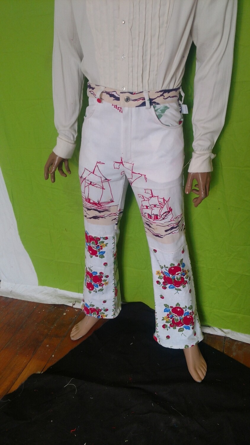 Mens pants patchwork ships 32 Hermans Eco