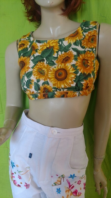 Crop Top Sunflowers Hermans S lined