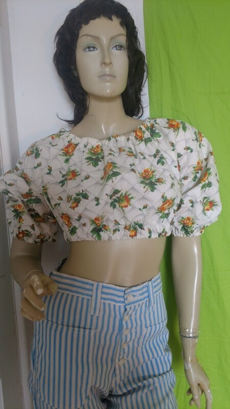 Yellow Rose crop Top M Hermans Eco USA