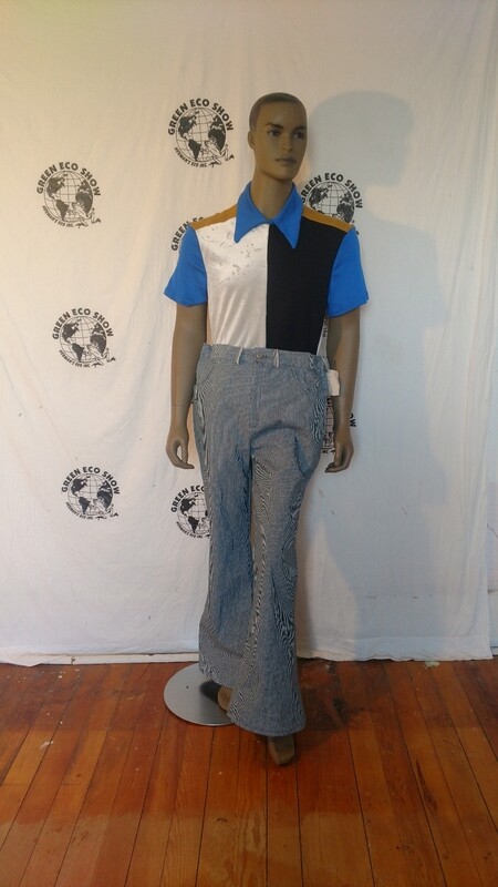 Mens engineering Stripe bell jeans High waisted Hermans Eco USA