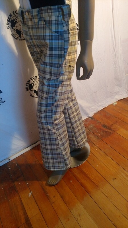 Mens Plaid Western pants 34 bells Hermans Eco USA