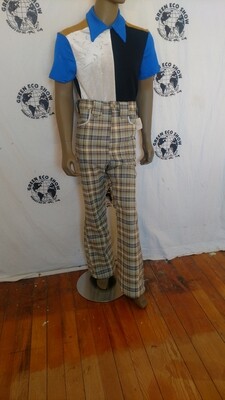 Mens Plaid western pants bells 34 x 33 Hermans