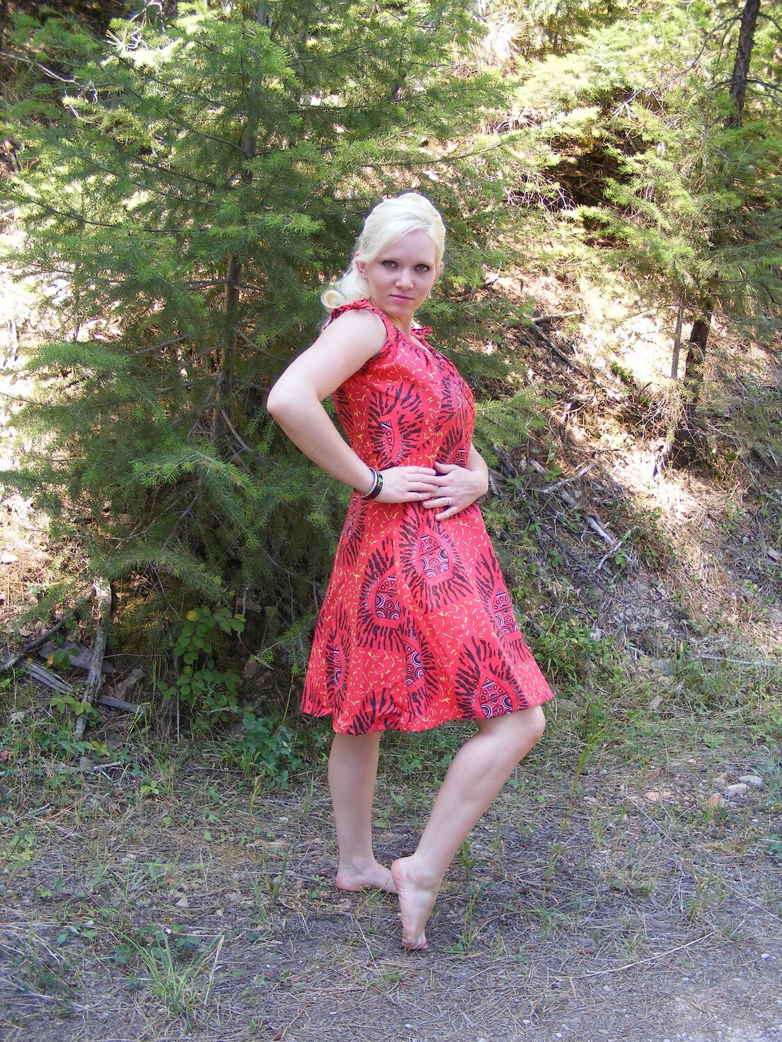 Red Sun dress M by Anna Herman Made in USA