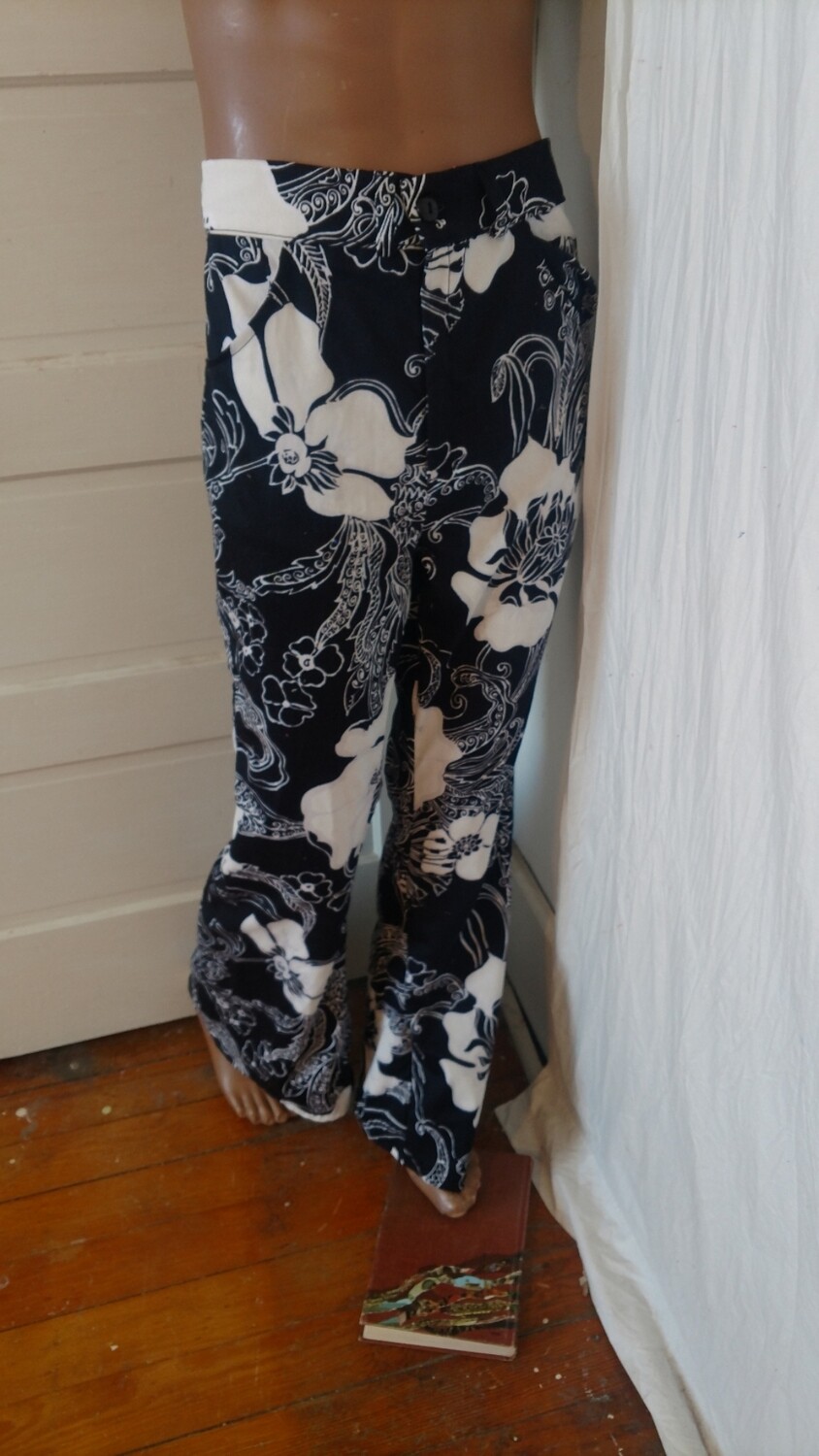 Mens Flowered bell pants S 30 by Anna Herman USA