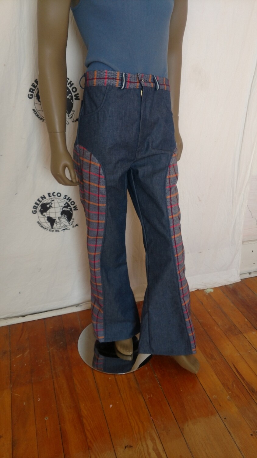 Mens bell jeans 34 + plaid Hermans Eco USA