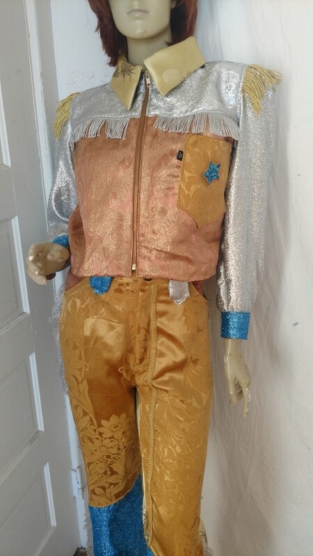 Womens gold silver fringed suit sm