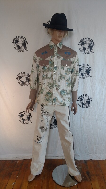 Mens Cowboy Shirt L Western Hermans Eco USA