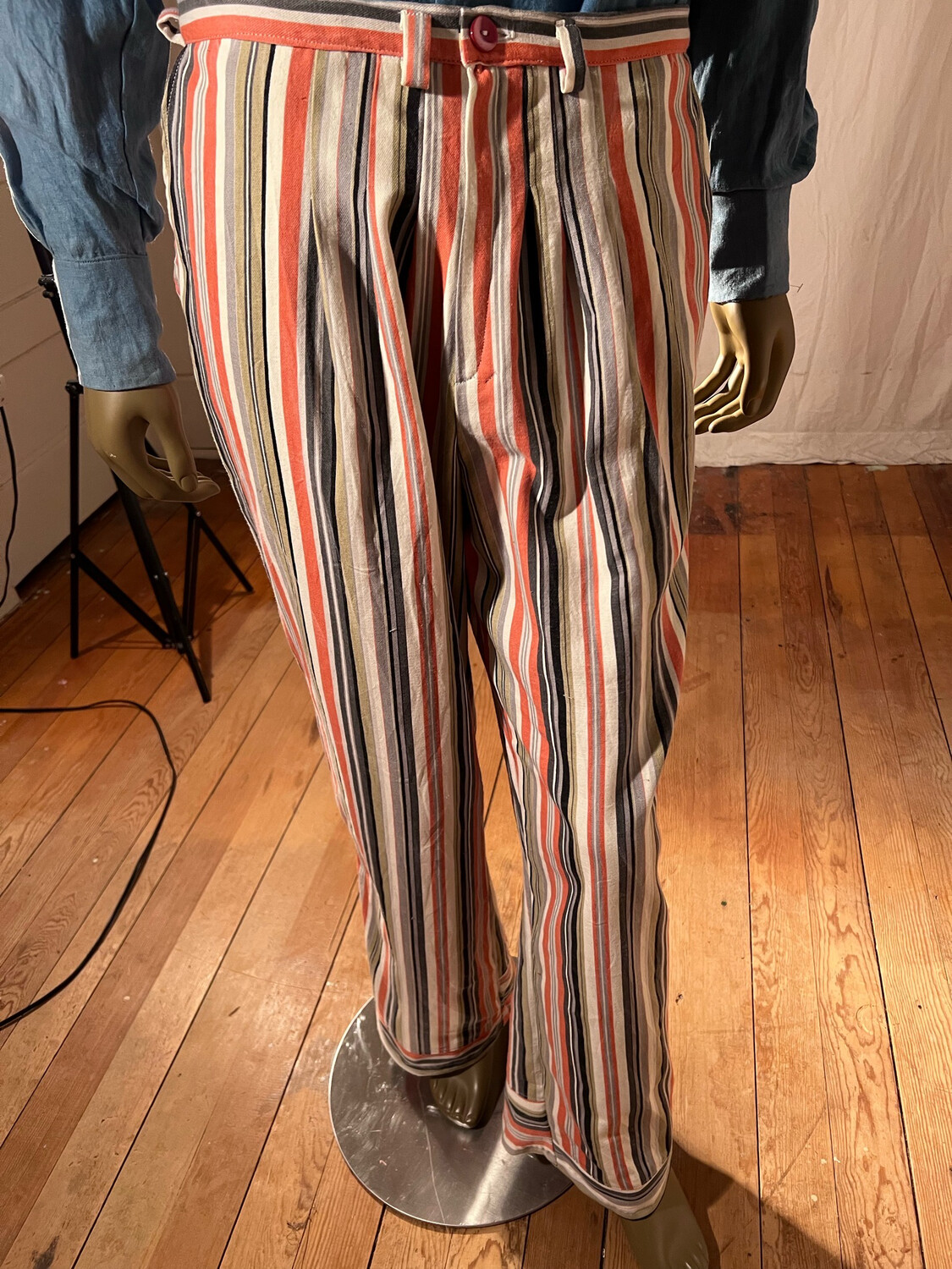 Mens Striped Dress pants 33” Cotton By Anna Herman