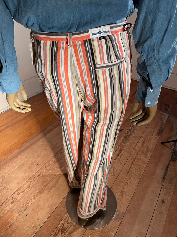 Mens Striped Dress pants 33” Cotton By Anna Herman