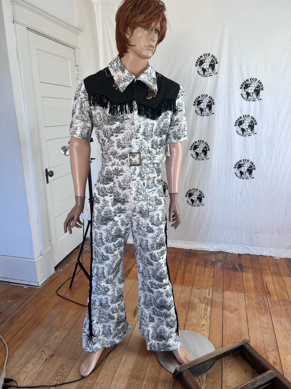 Mens Western Jumpsuit L Fringe Toile