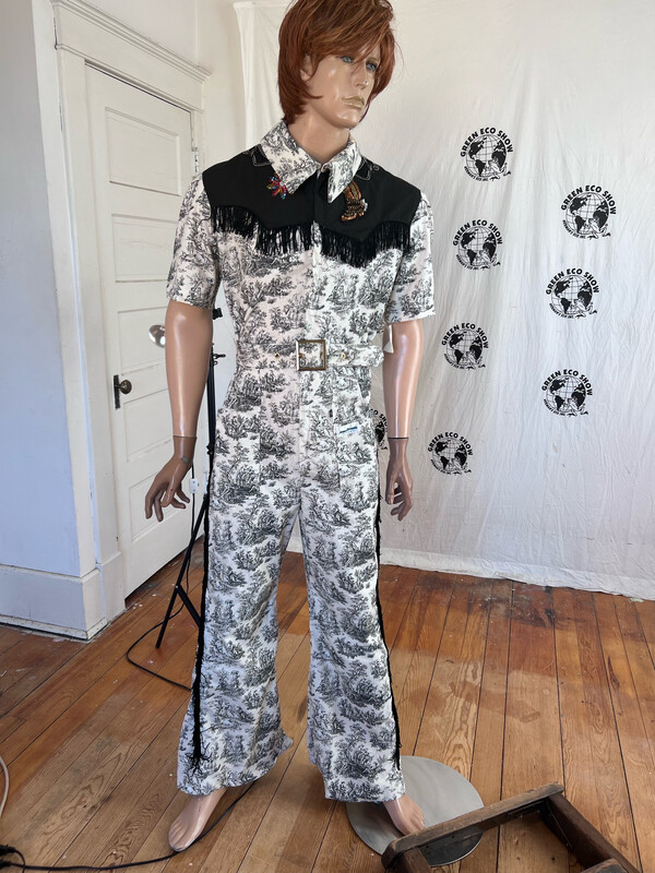 Mens Western Jumpsuit L Fringe Toile