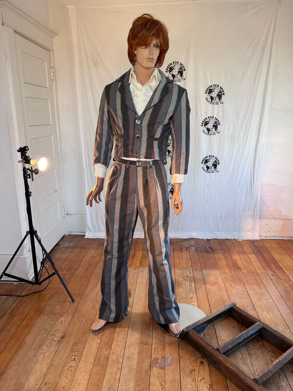 Mens Western Suit 40 Striped Wool Hermans Eco