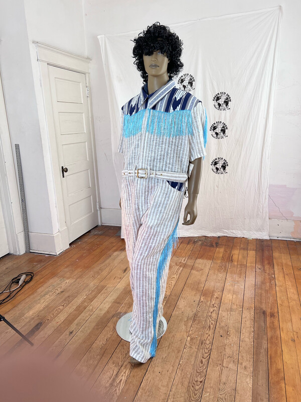 Mens Western Striped Jumpsuit 3X L