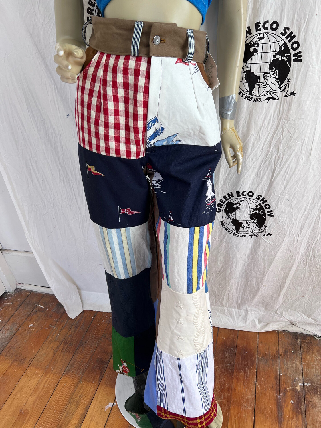 Womens Patchwork Pants Nautical Med Hermans