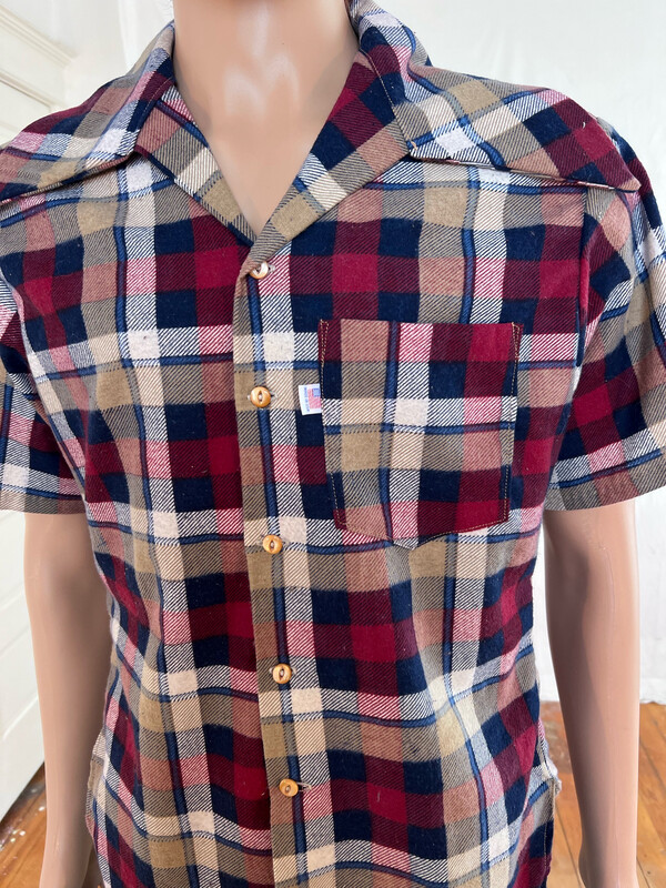 Mens Flannel Plaid Short sleeve Shirt Hermans Eco