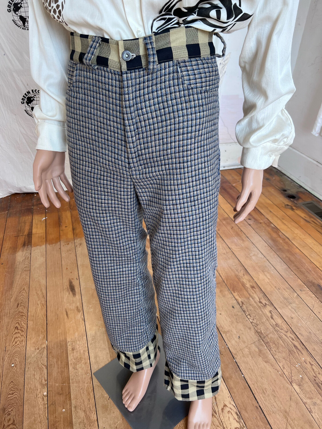 Mens Wool Pants S Plaid Hermans 30”