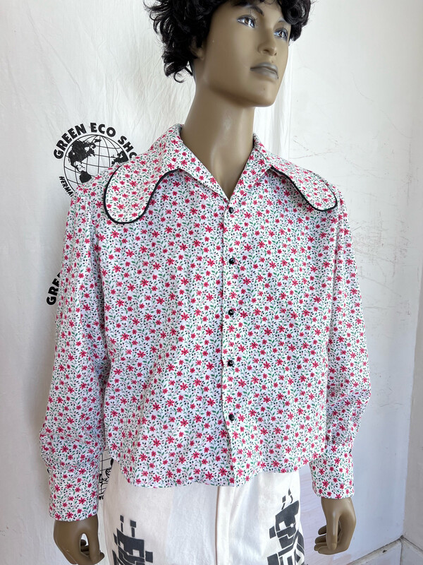 Anna Herman Mens Print big Collar Shirt L