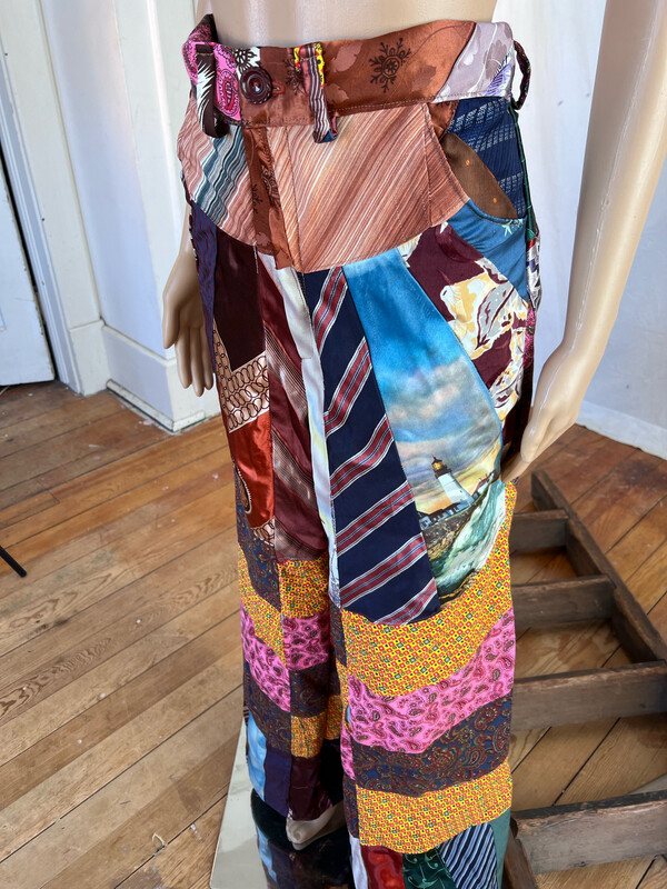 Womens Necktie Patchwork Pants 28” Hermans