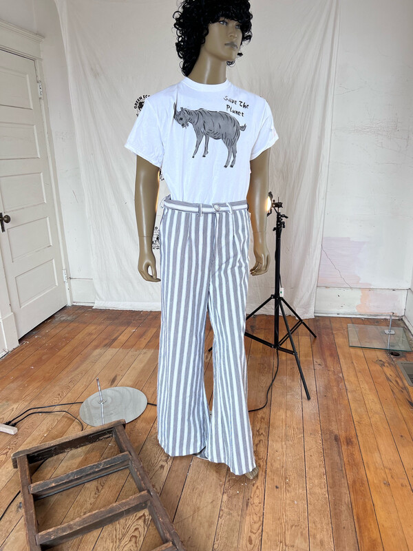 Mens Striped High Waisted Bells Pants Herman