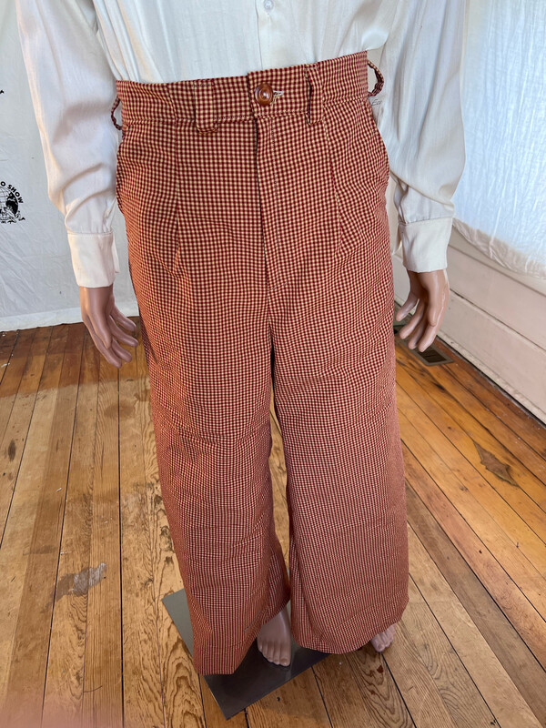 Mens Wide leg High Waisted Check Pants 32”