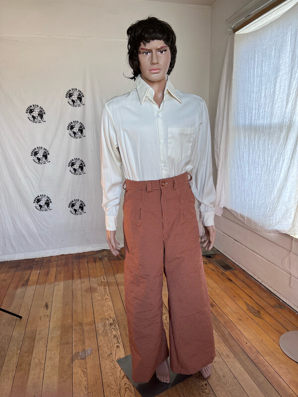 Mens Wide leg High Waisted Check Pants 32”