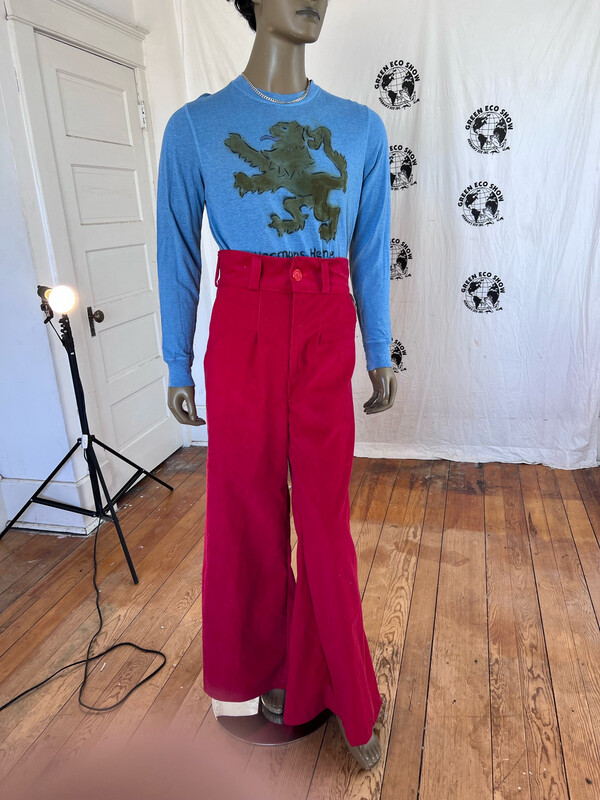 Mens Red Corduroy Wide Leg Pants Herman