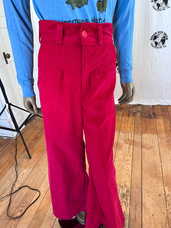 Mens Red Corduroy Wide Leg Pants Herman