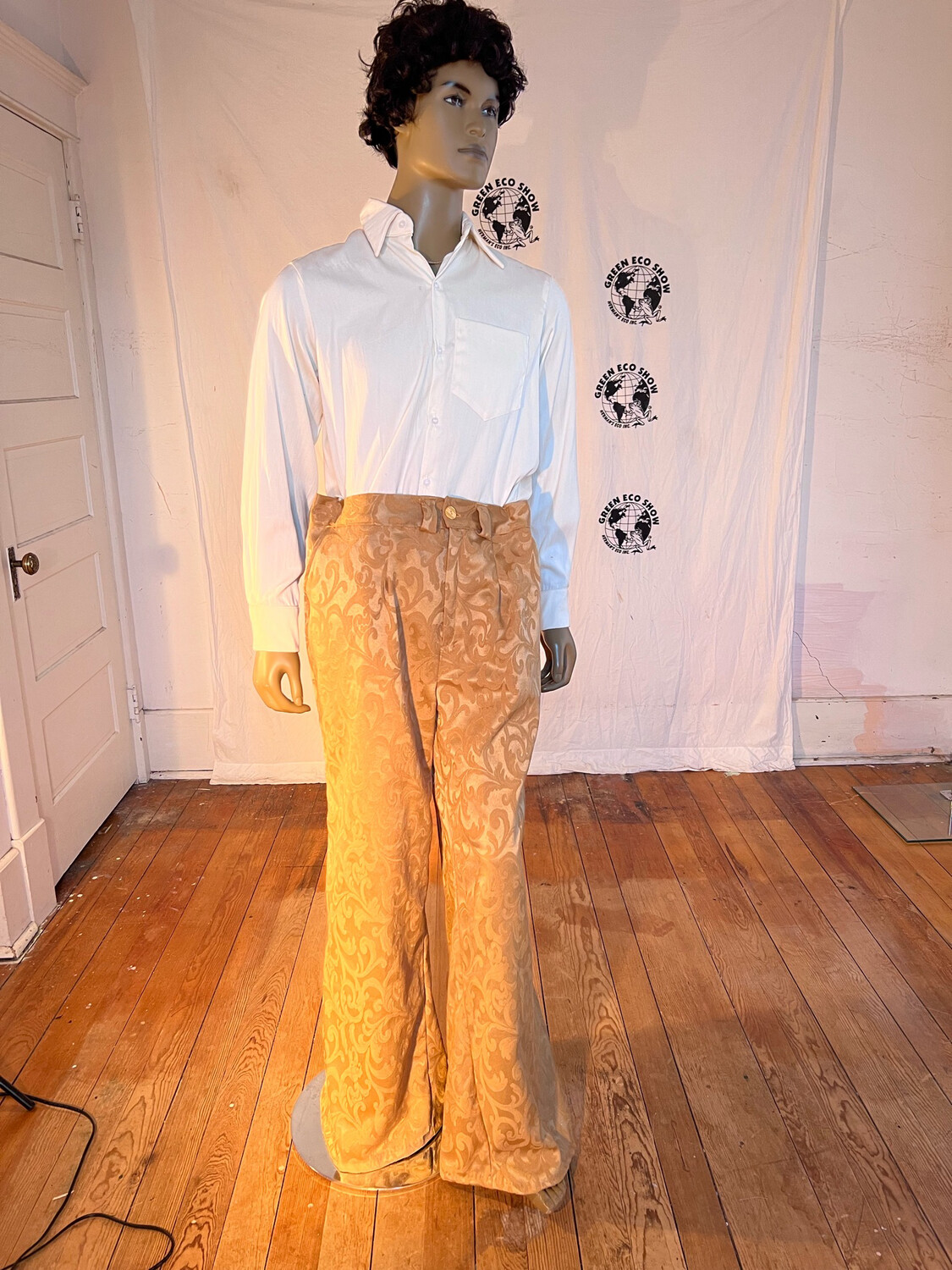 Gold Lamee Mens Pants XL Bells High Waist Hermans