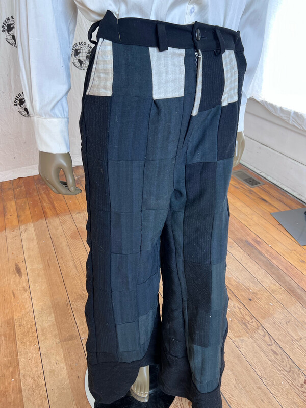 Mens Black Wool Bell Pants 36 Hermans
