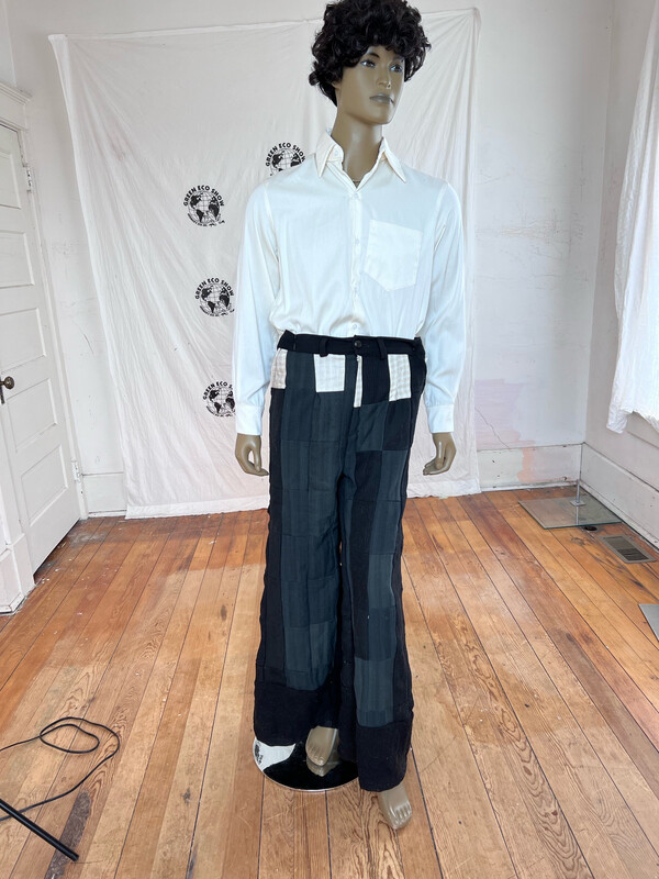 Mens Black Wool Bell Pants 36 Hermans