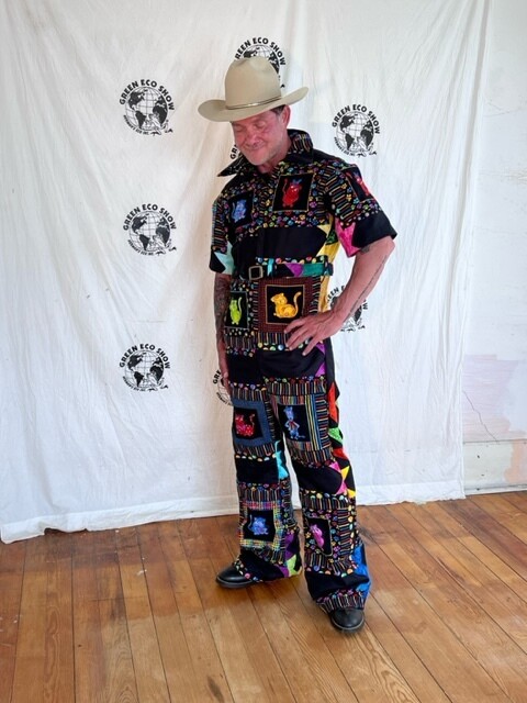 Patchwork Cat Mens Jumpsuit  L Hermans Eco