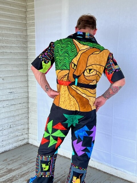 Patchwork Cat Mens Jumpsuit  L Hermans Eco